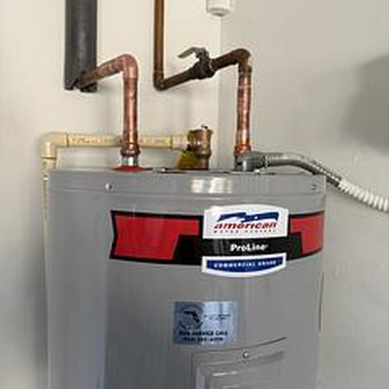 American ProLine electric water heater with copper piping
