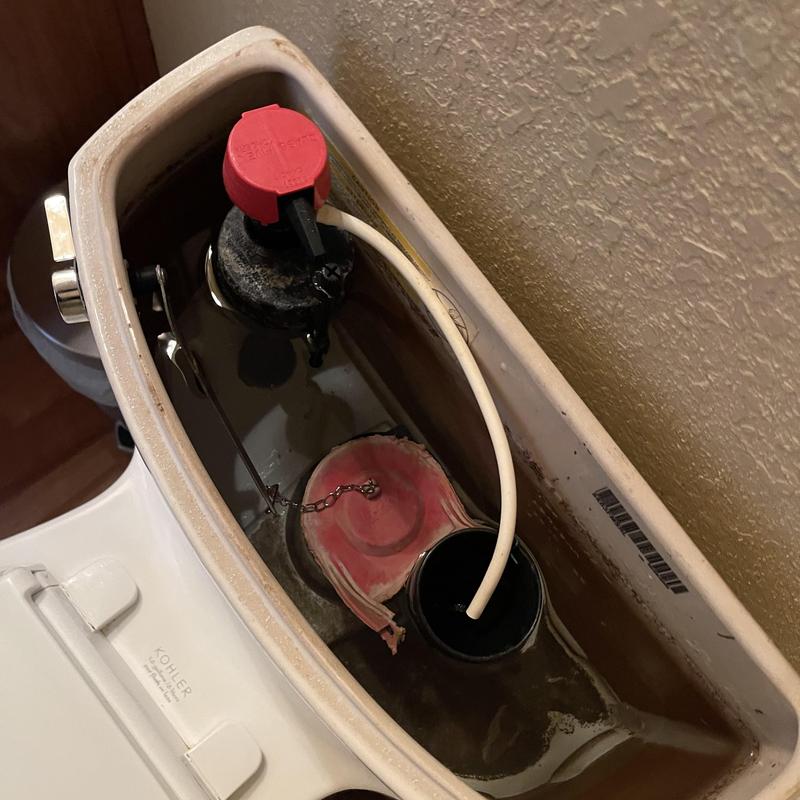 Toilet tank components with fill and flush valves