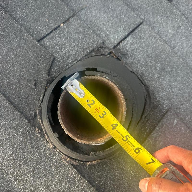 Roof vent pipe diameter measurement with tape measure