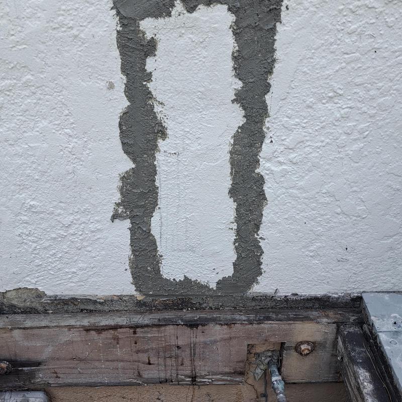 Kitchen vertical pipe wall patch after replacement Kitchen vertical pipe wall patch after replacement