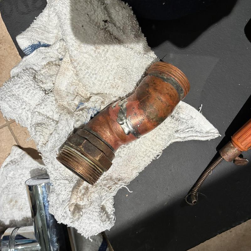 Copper vanity sink P-trap with repaired weld joint