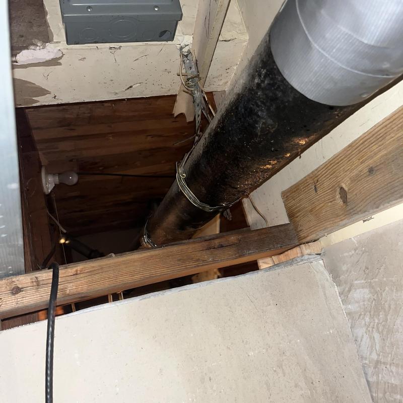 4-inch cast iron basement drain pipe with couplings