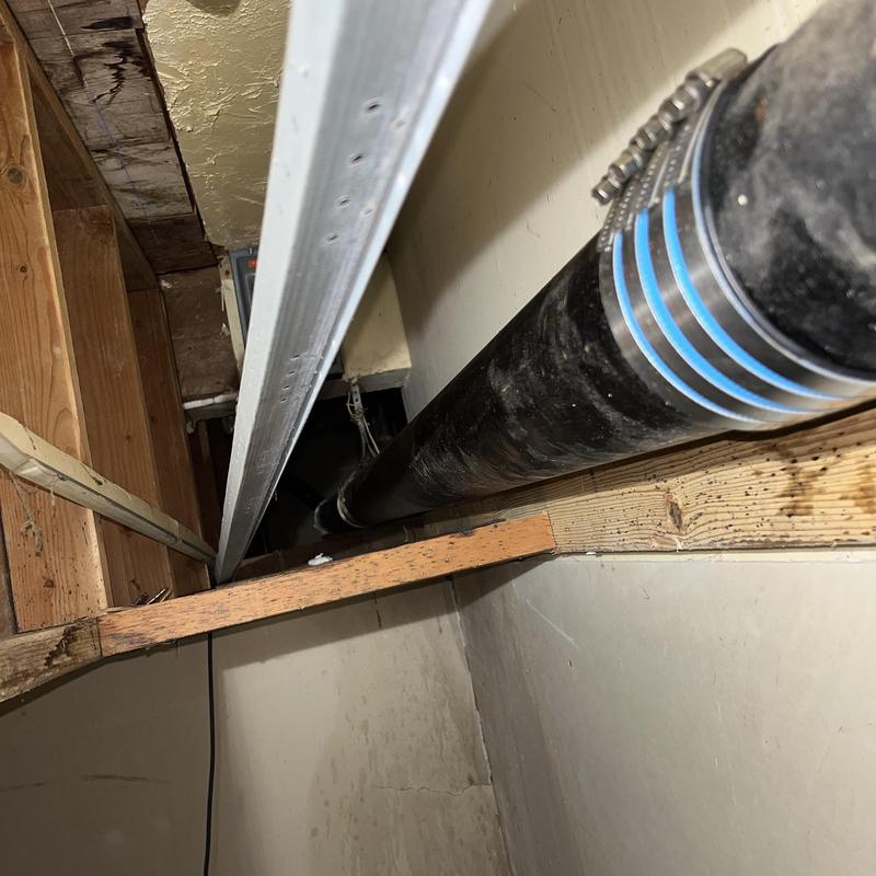 4-inch cast iron basement drain pipe with couplings