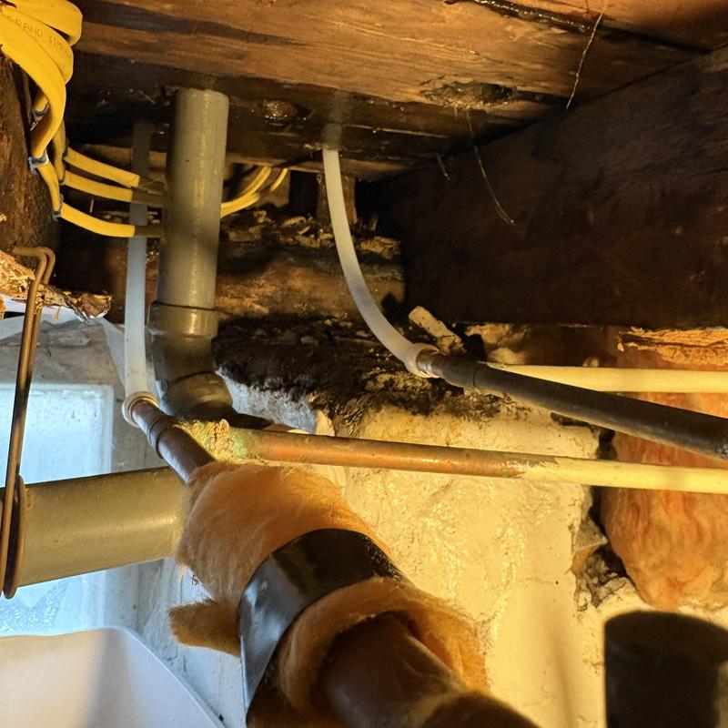 Kitchen sink water lines with PEX replacement in basement