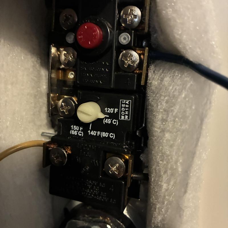 Electric water heater high limit switch temperature setting