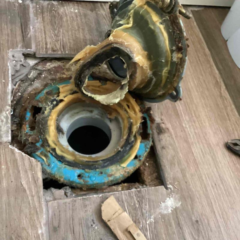 Toilet flange and wax ring removal on wood floor