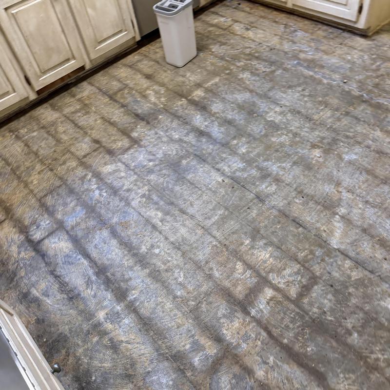Subfloor demolition in kitchen prepping vinyl plank flooring Subfloor demolition in kitchen prepping vinyl plank flooring