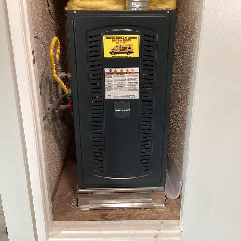 American Standard 3-ton upflow heater in closet installation