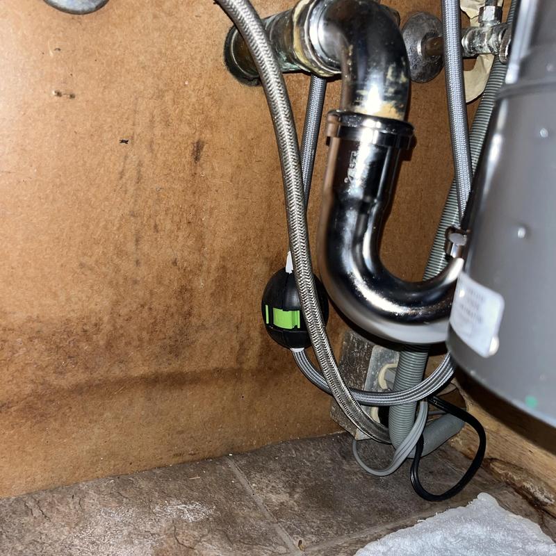 Under-sink P-trap and supply lines installation detail