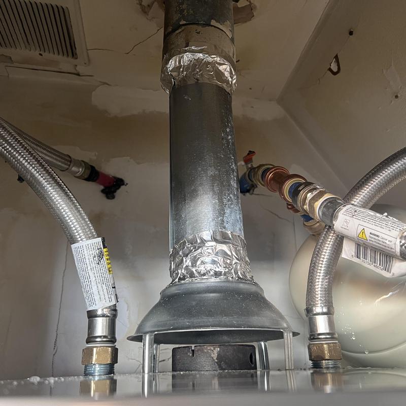 Gas water heater vent pipe with new fittings