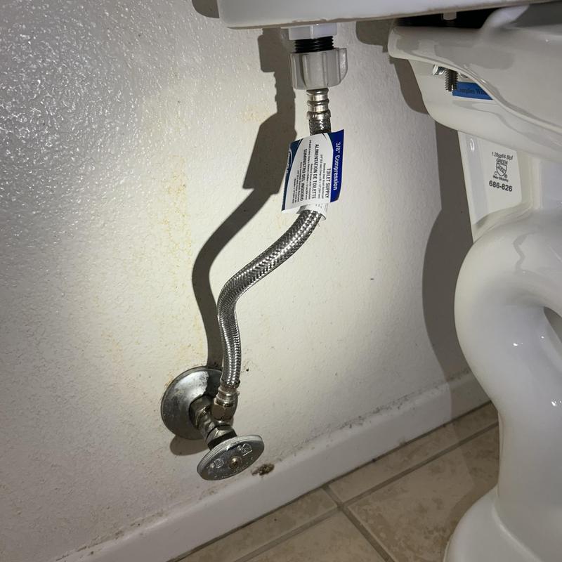 Toilet water supply line and shutoff valve installation