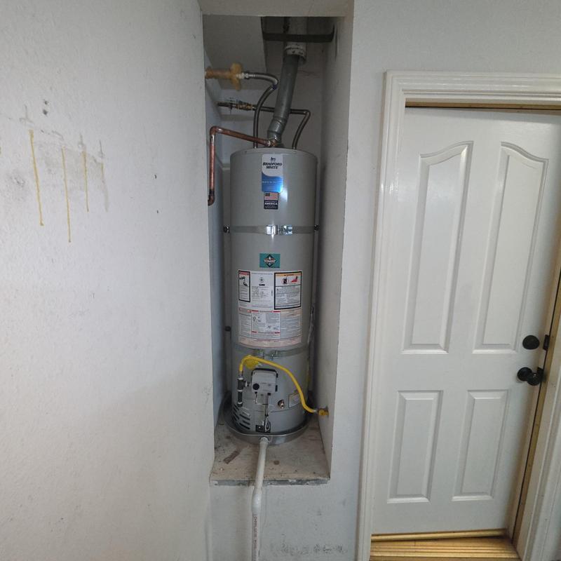Bradford White water heater with new plumbing lines