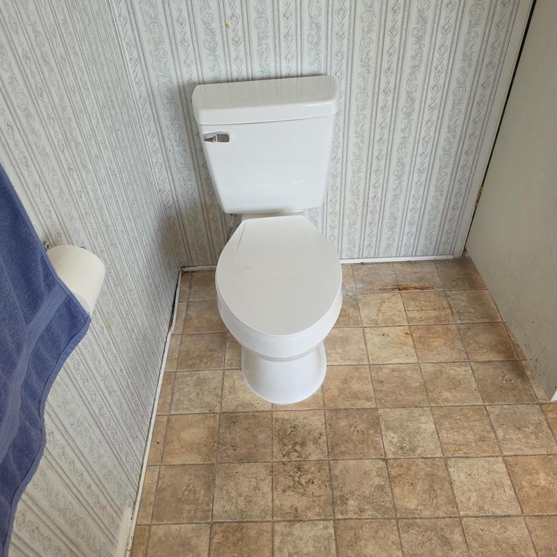 Toilet installation with new wax ring and flange bolts