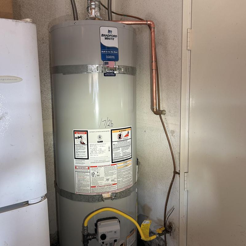 Bradford White water heater with new gas line and piping