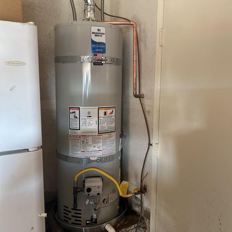 Bradford White water heater with new gas line