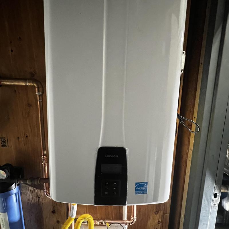 Navien tankless water heater installation with new valves