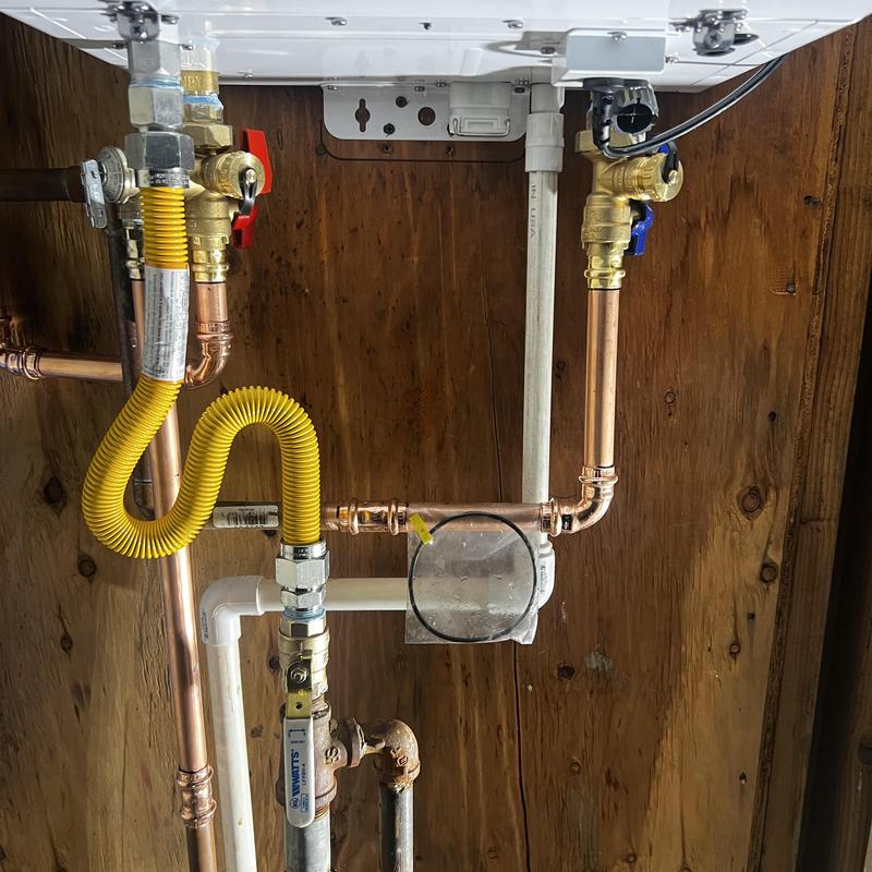 Navien tankless water heater with new gas and water lines