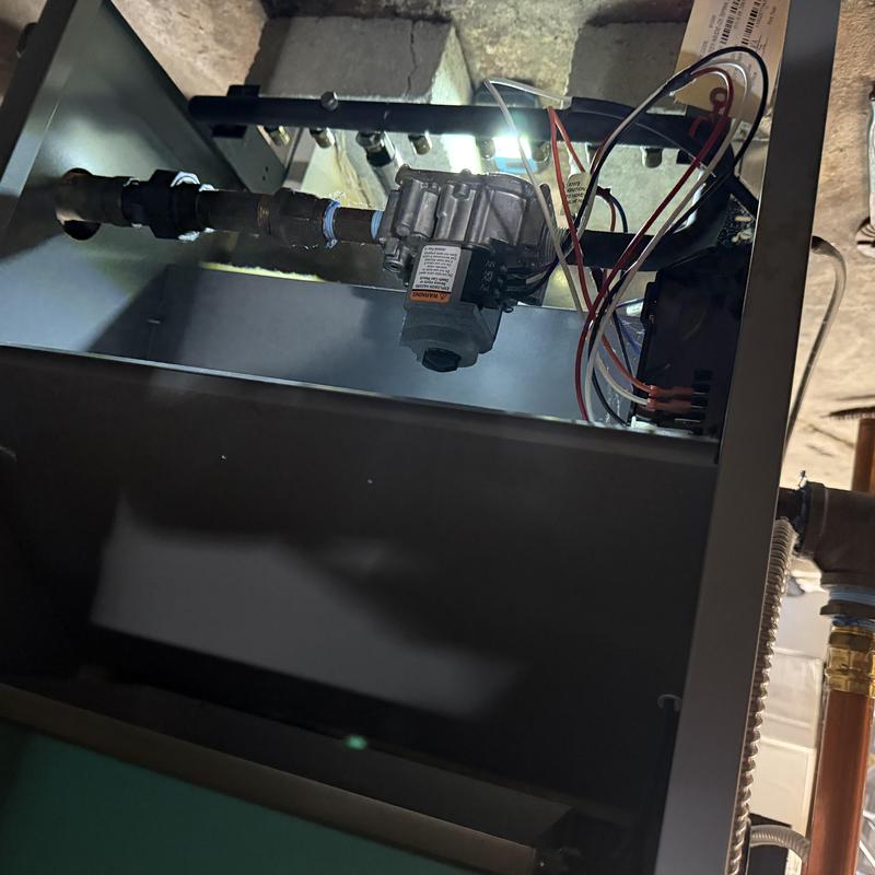 Boiler gas valve and wiring inside furnace unit