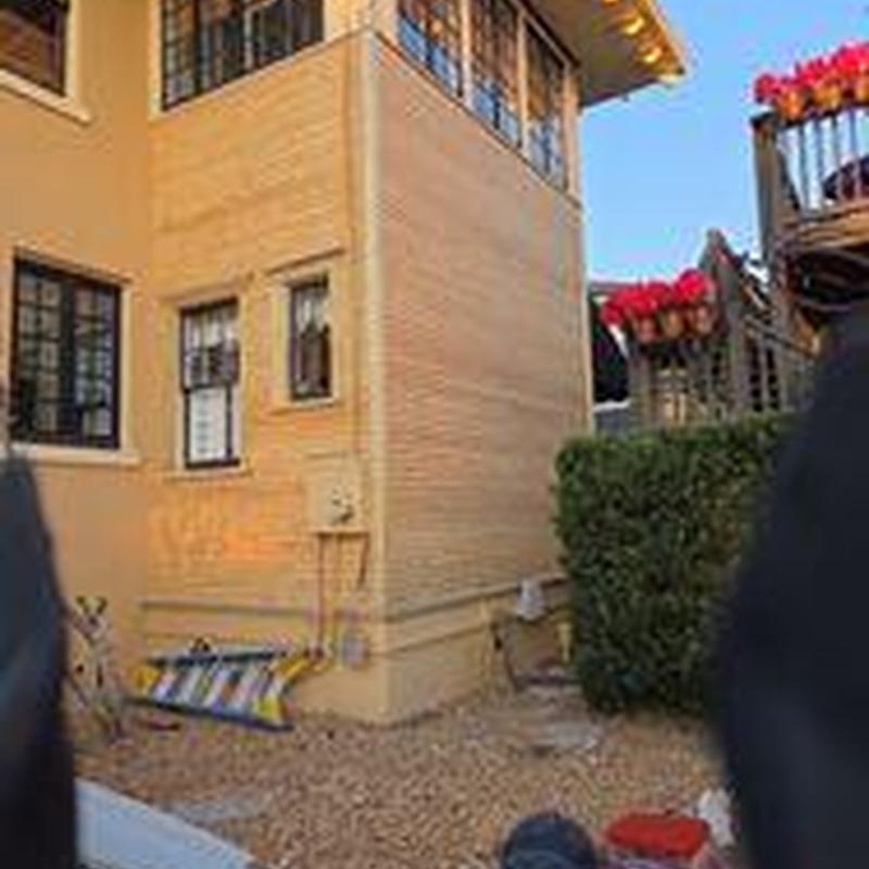 Siding and soffit replacement on exterior wall Siding and soffit replacement on exterior wall