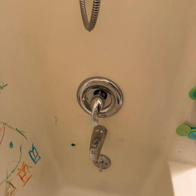 Moen tub shower valve handle with graffiti marks