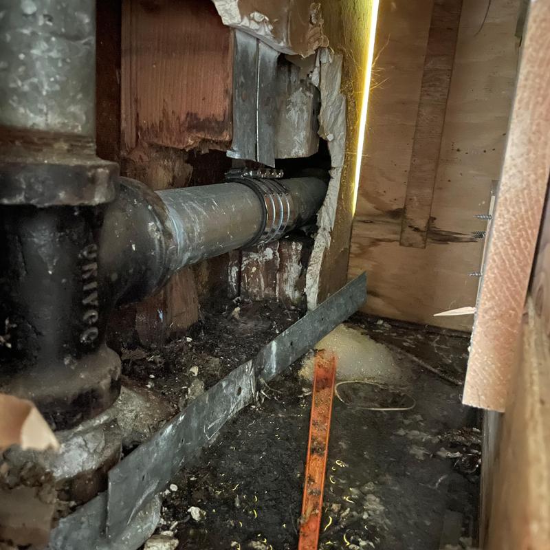 Kitchen sink cast iron to DWV drain line replacement