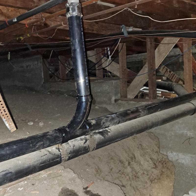 ABS drain pipes installed under basement floor ABS drain pipes installed under basement floor
