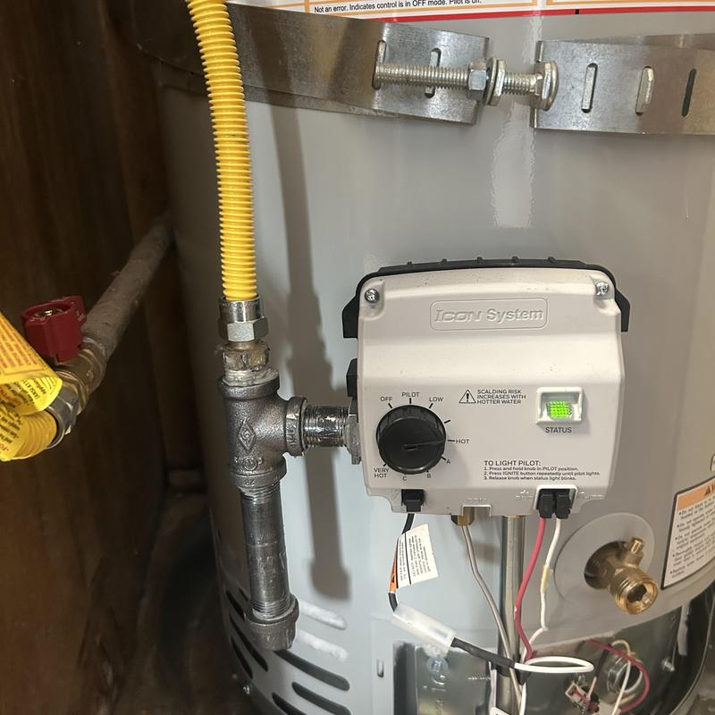 Water heater gas valve and control system installation