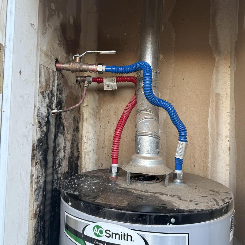 Water heater ball valve with copper piping and fittings