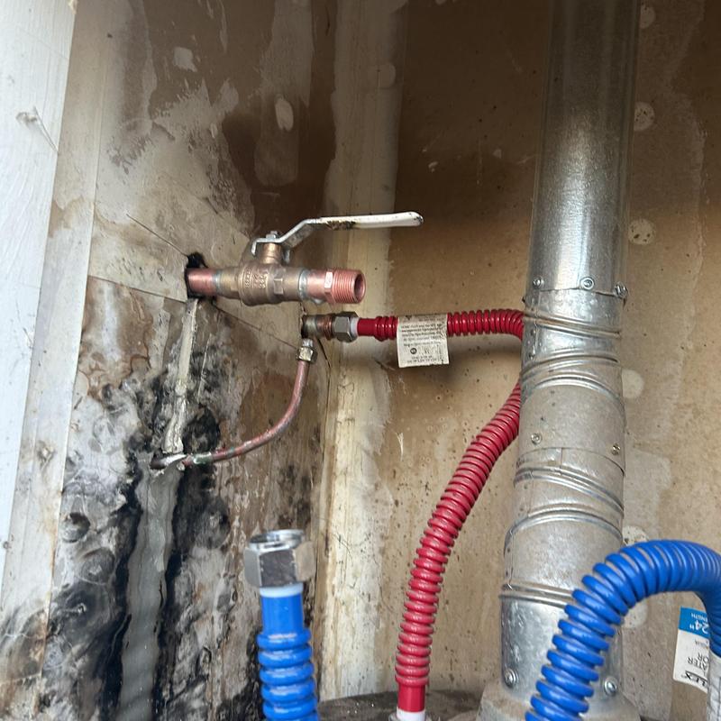 Brass ball valve and piping with water damage