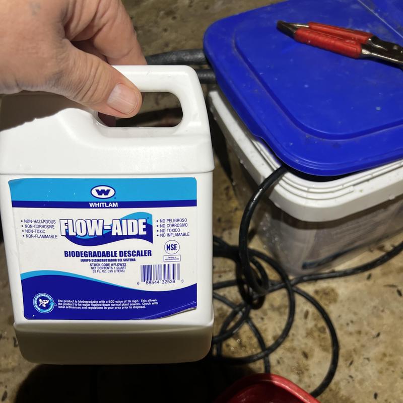 Flow-Aide biodegradable descaler for tankless water heater