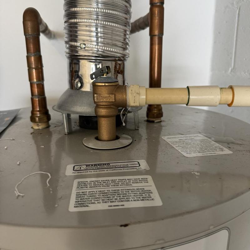 T&P valve on water heater with scale buildup