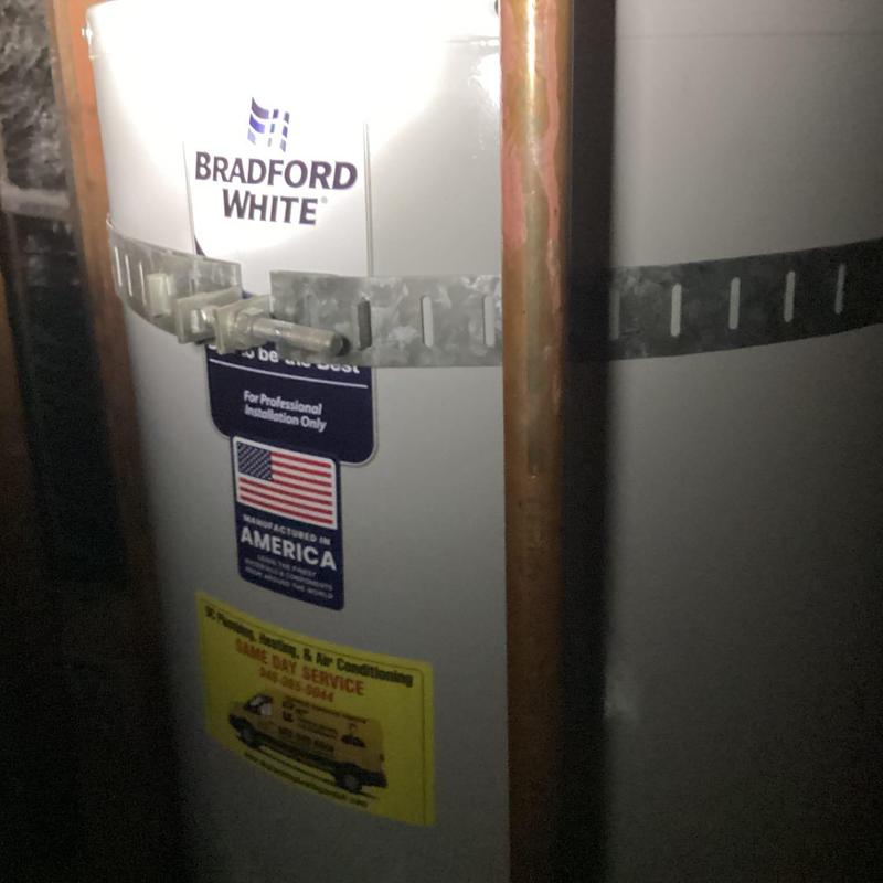 Bradford White water heater with new supply lines