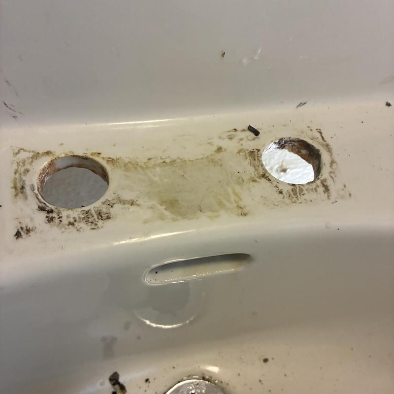 Basin sink holes without faucet and mounting screws