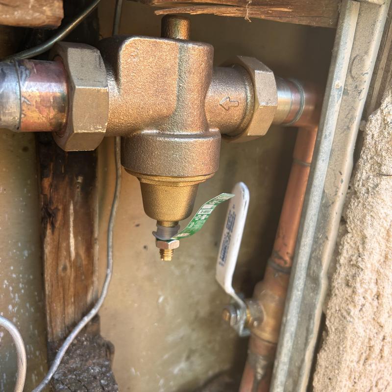 Pressure reducing valve and ball valve installation on copper piping