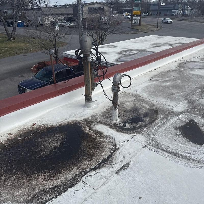 Roof exhaust vents with weathered membrane damage