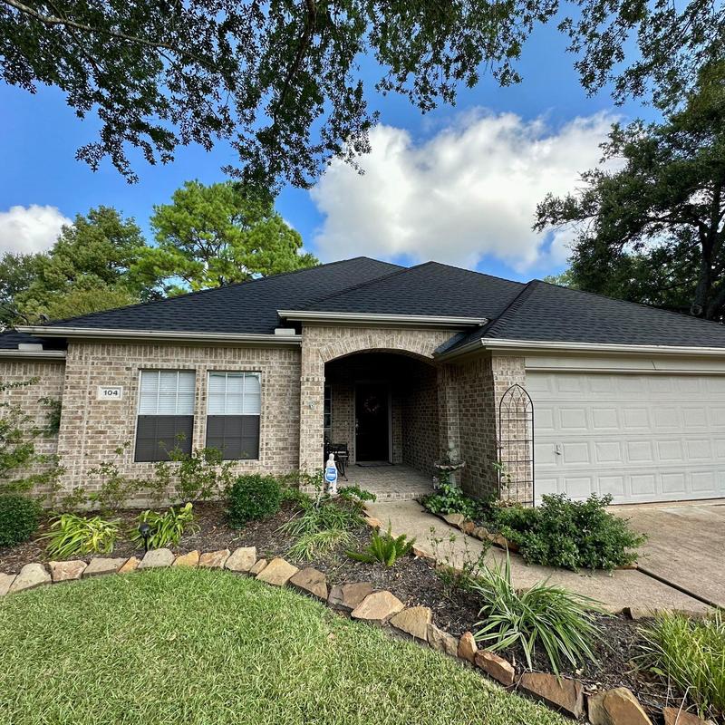 GAF Timberline Charcoal roof with Z-Ridge and gutters GAF Timberline Charcoal roof with Z-Ridge and gutters