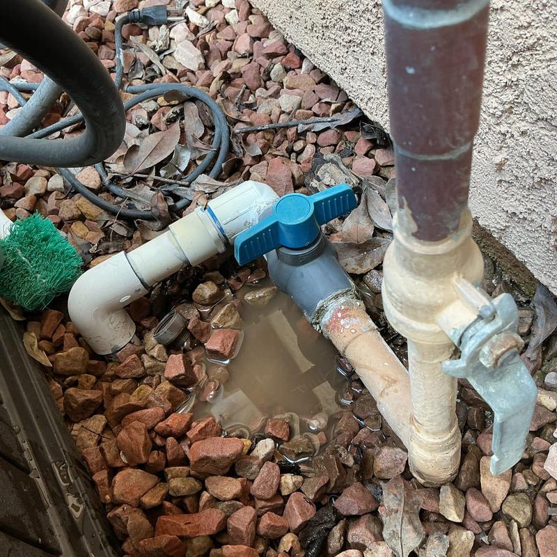 Outdoor water supply valve with leak and standing water