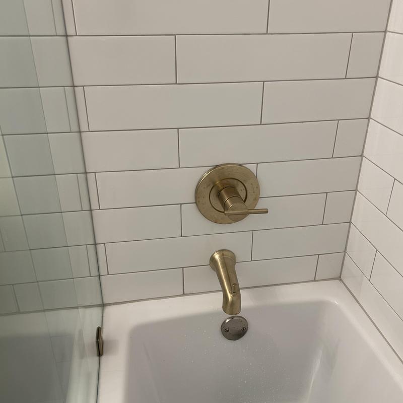 Tub shower single handle valve and spout installation