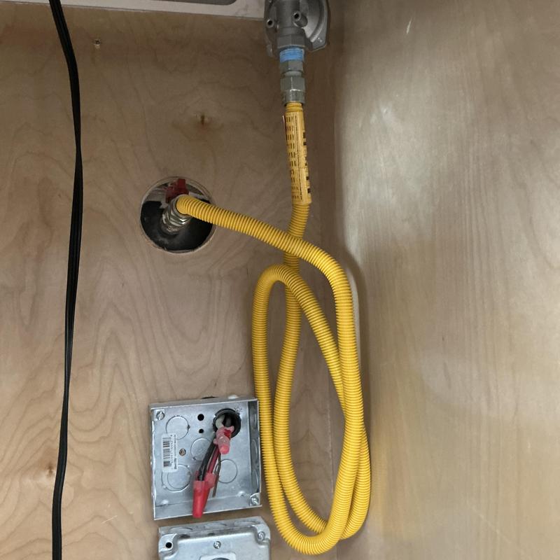 Gas flex line installation for kitchen gas stove hookup