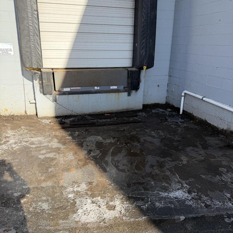 Zip drain and industrial loading dock flood area