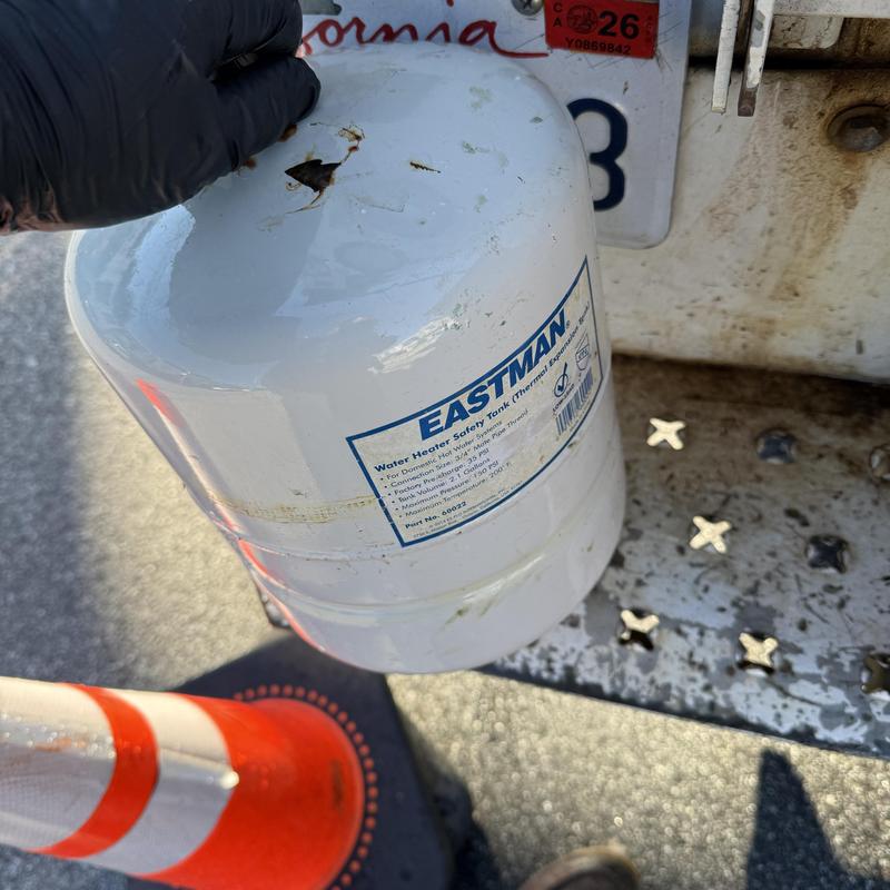 Water heater expansion tank with rust damage Water heater expansion tank with rust damage