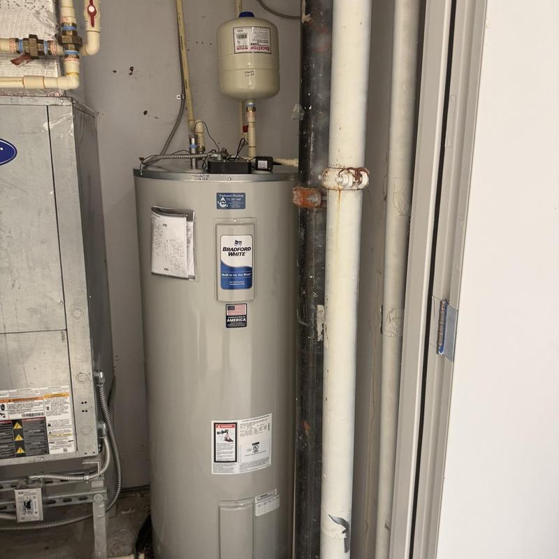 80 gal electric water heater with expansion tank installed