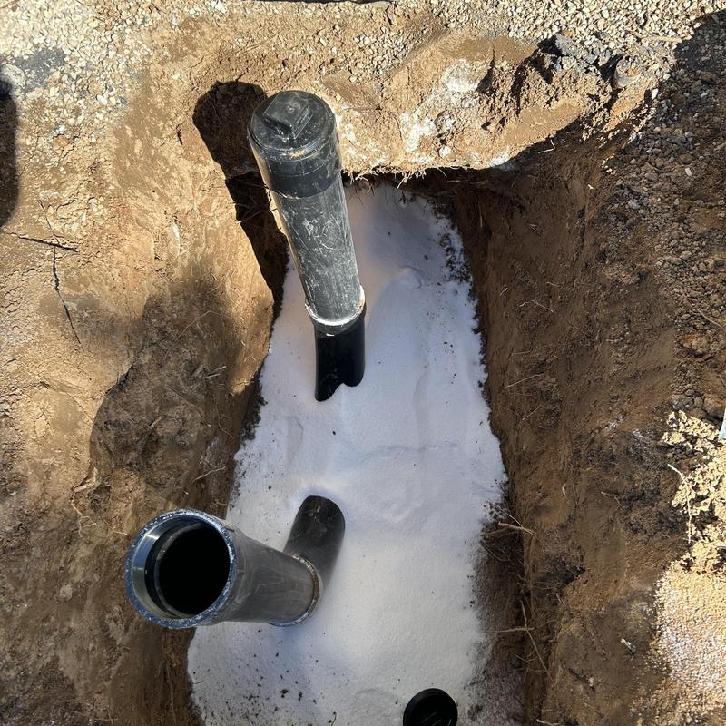 ABS drain line with new clean outs and root treatment