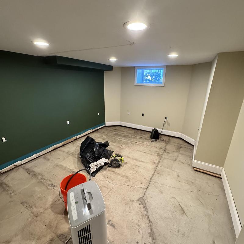 Basement drywall and insulation installation area