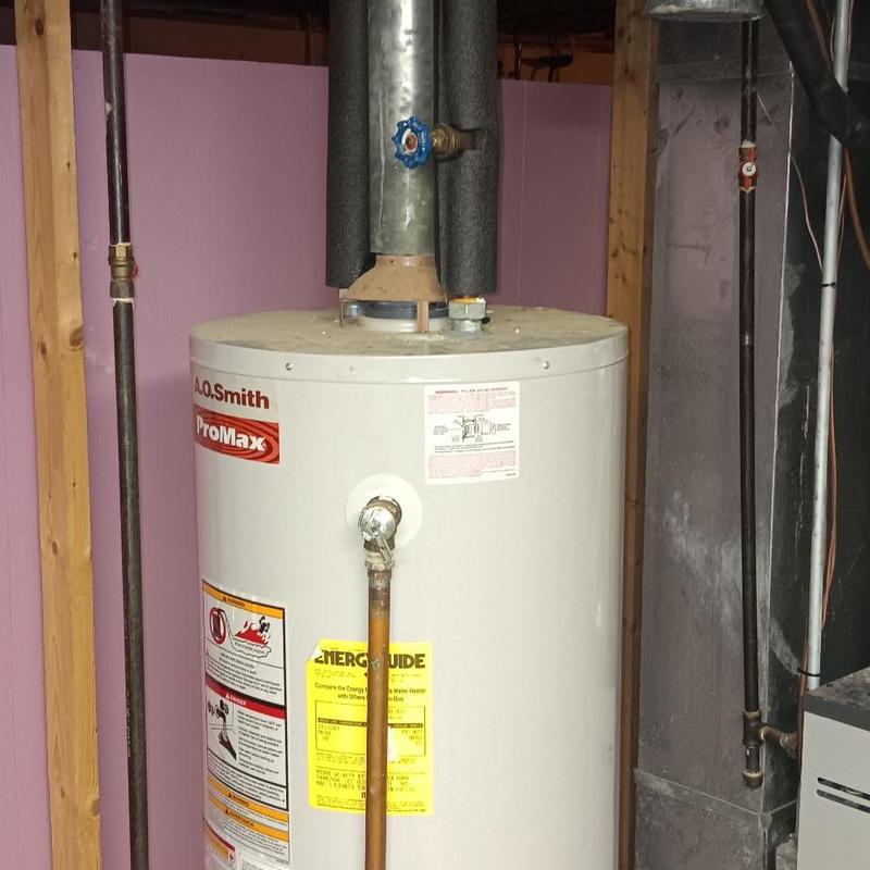 Water heater with vent pipe and insulation