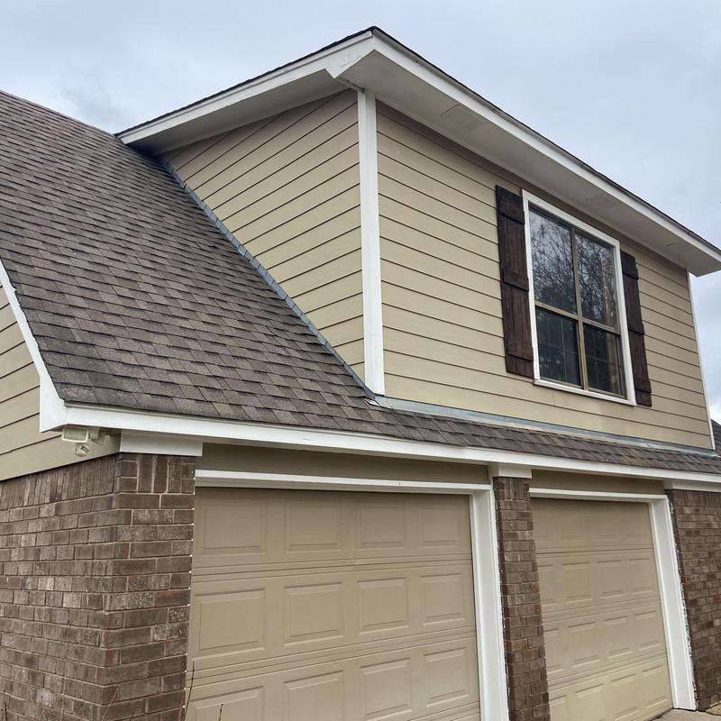 Asphalt shingles on residential garage roof