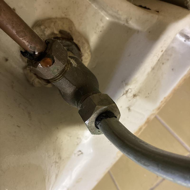Wall-mounted sink supply line leak repair San Francisco