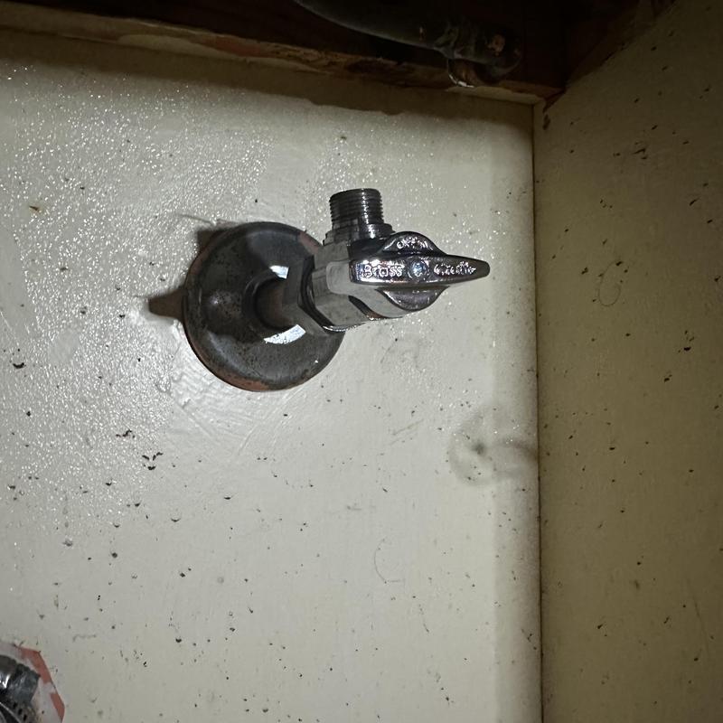 Angle stop valve installed on indoor plumbing line