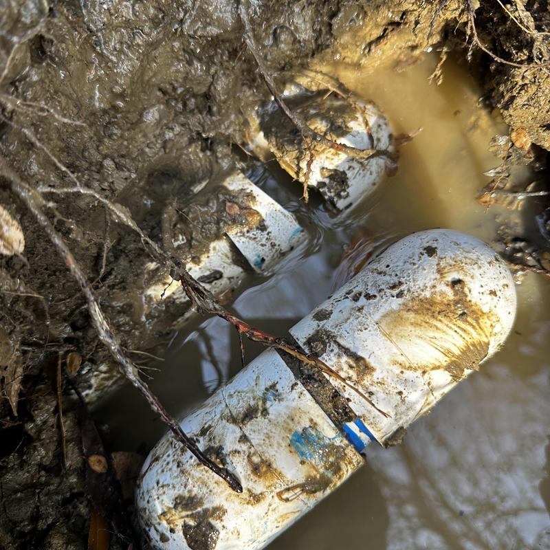 Swimming pool PVC pipe broken underground leak