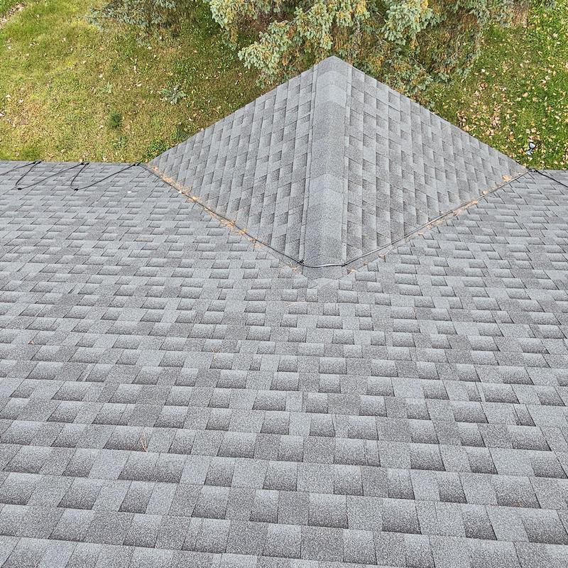 Radiant Solutions heat cable system on gray roof ridge Radiant Solutions heat cable system on gray roof ridge